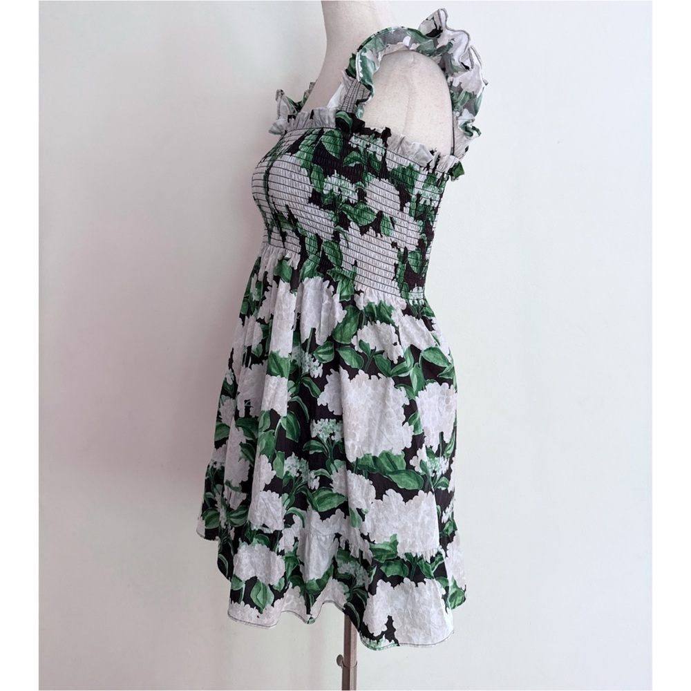 Hill House Elizabeth Smocked Night Bloom Green Mini Nap Dress XS - Picture 6 of 10